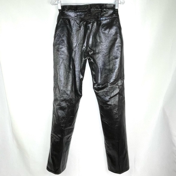 RARE Vintage Wrangler Black Leather vinyl pleather wax Denim Jeans 7 x 32 - Picture 10 of 12